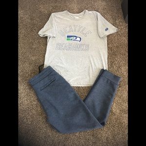 Seahawks T-shirt/Blue Track Pants
